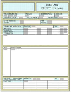 care plan: history sheet detailing their condition, clinic notes, blood pressure, weight, assessor, who is the named nurse.